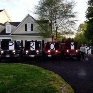 4. Friends with Jeeps to the rescue? Or the most expensive prom proposal ever?