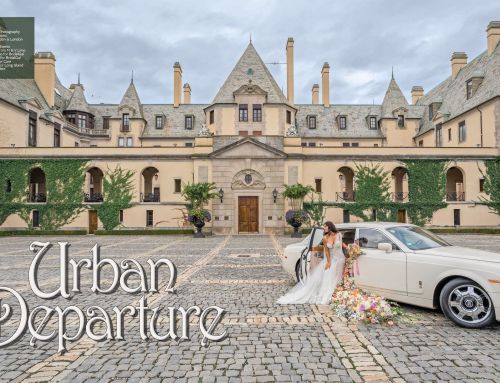 M&V Limousines Rolls-Royce featured in the Oheka Castle Photo shoot for the Sophisticated Weddings New York Edition Magazine